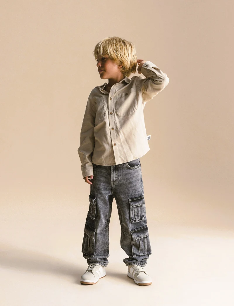 Cargo in denim grigio. - Denim