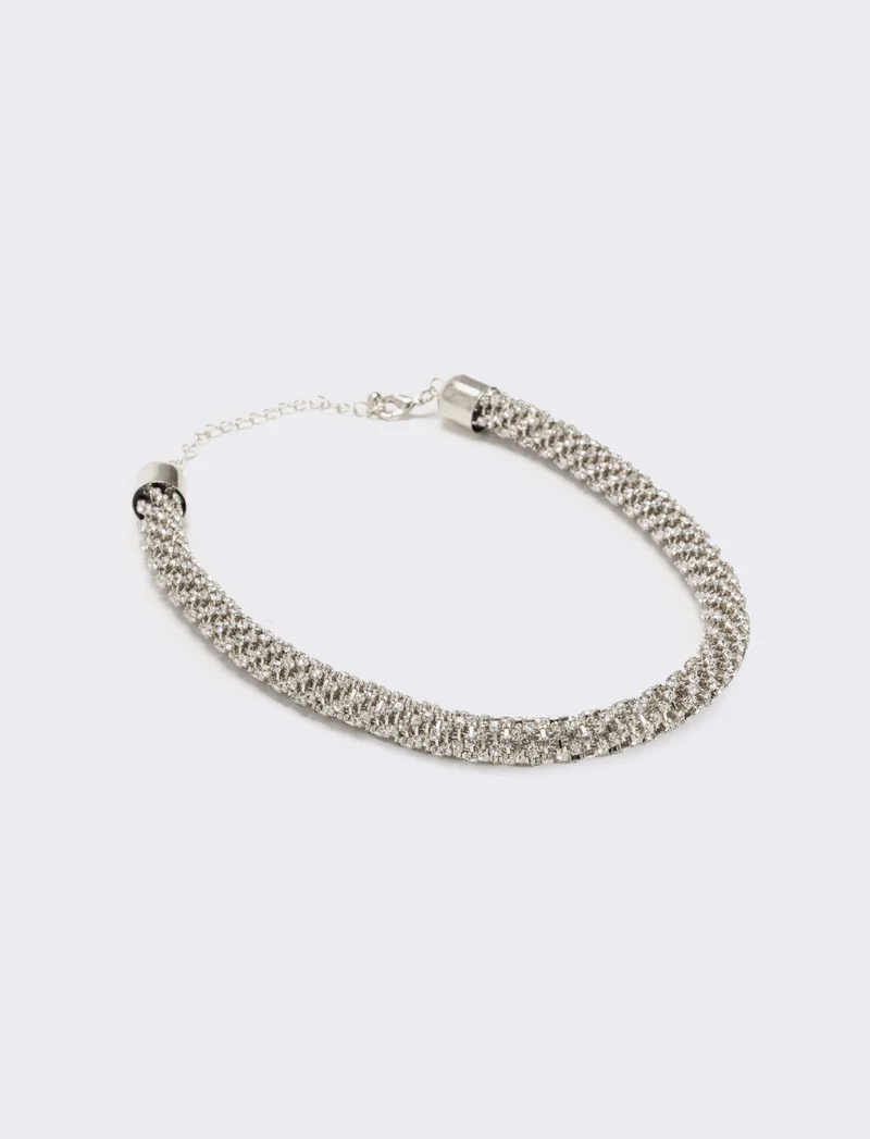 Collana tubolare strass - Argento