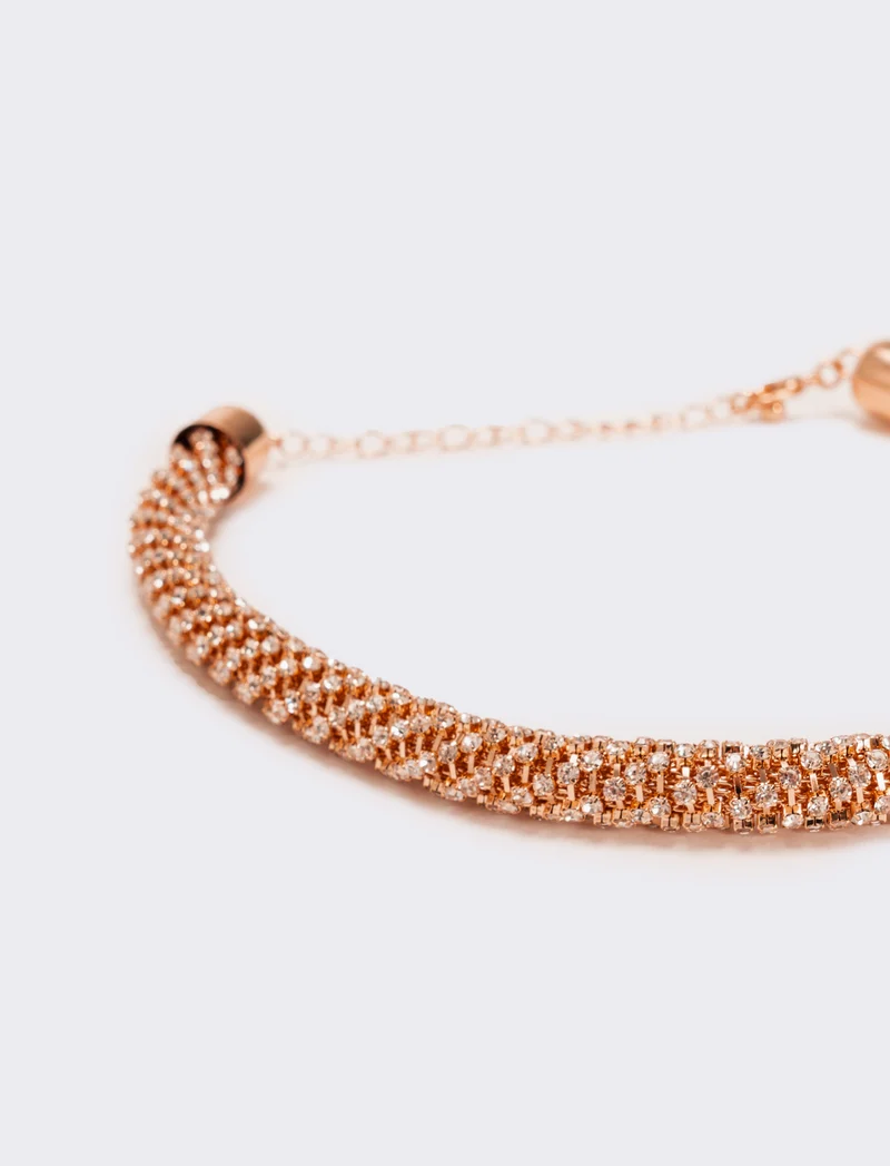 Collana tubolare strass - Oro rosa