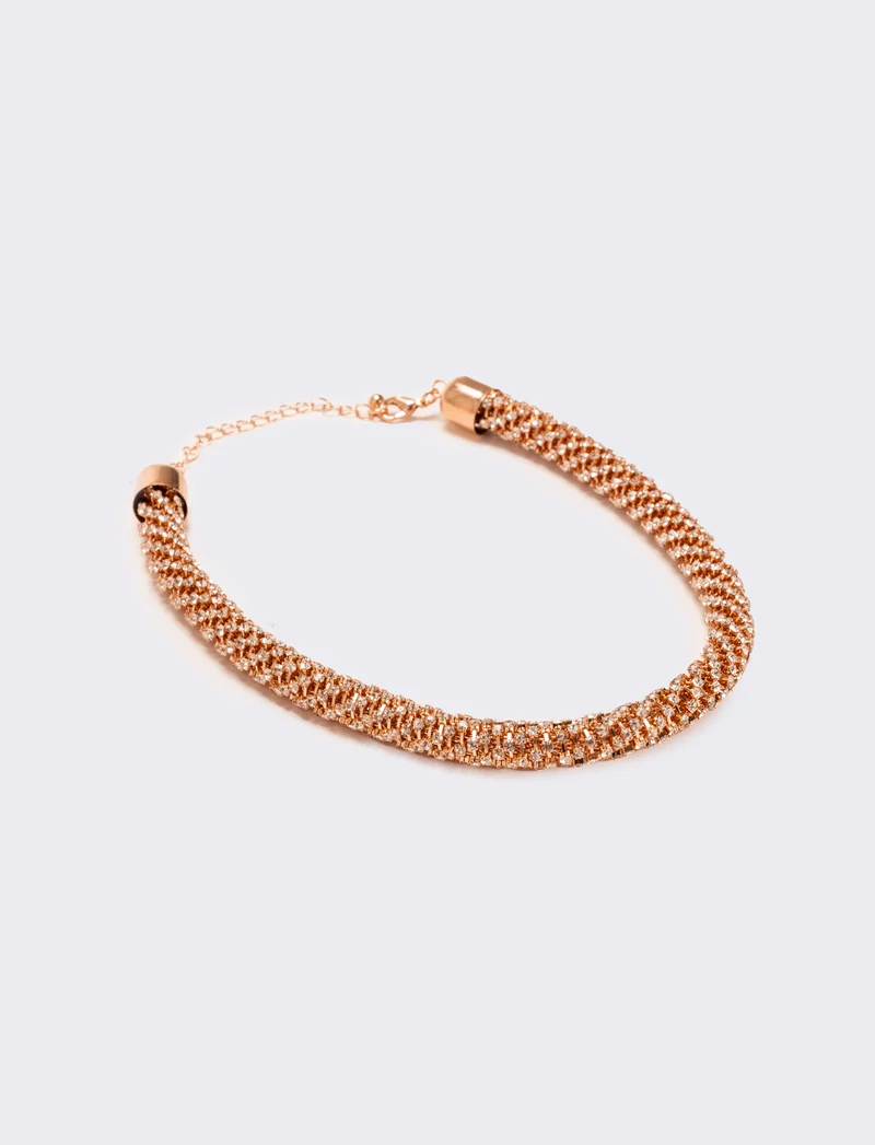 Collana tubolare strass - Oro rosa