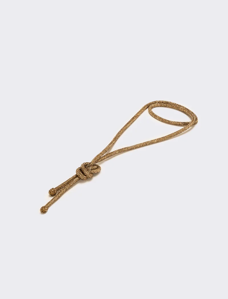 Collana strass lunga con nodo - Marrone