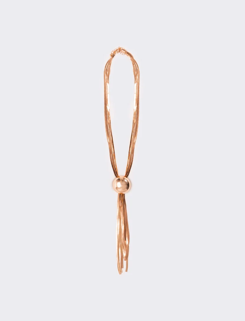 Collana saliscendi con catenine schiacciate - Oro rosa