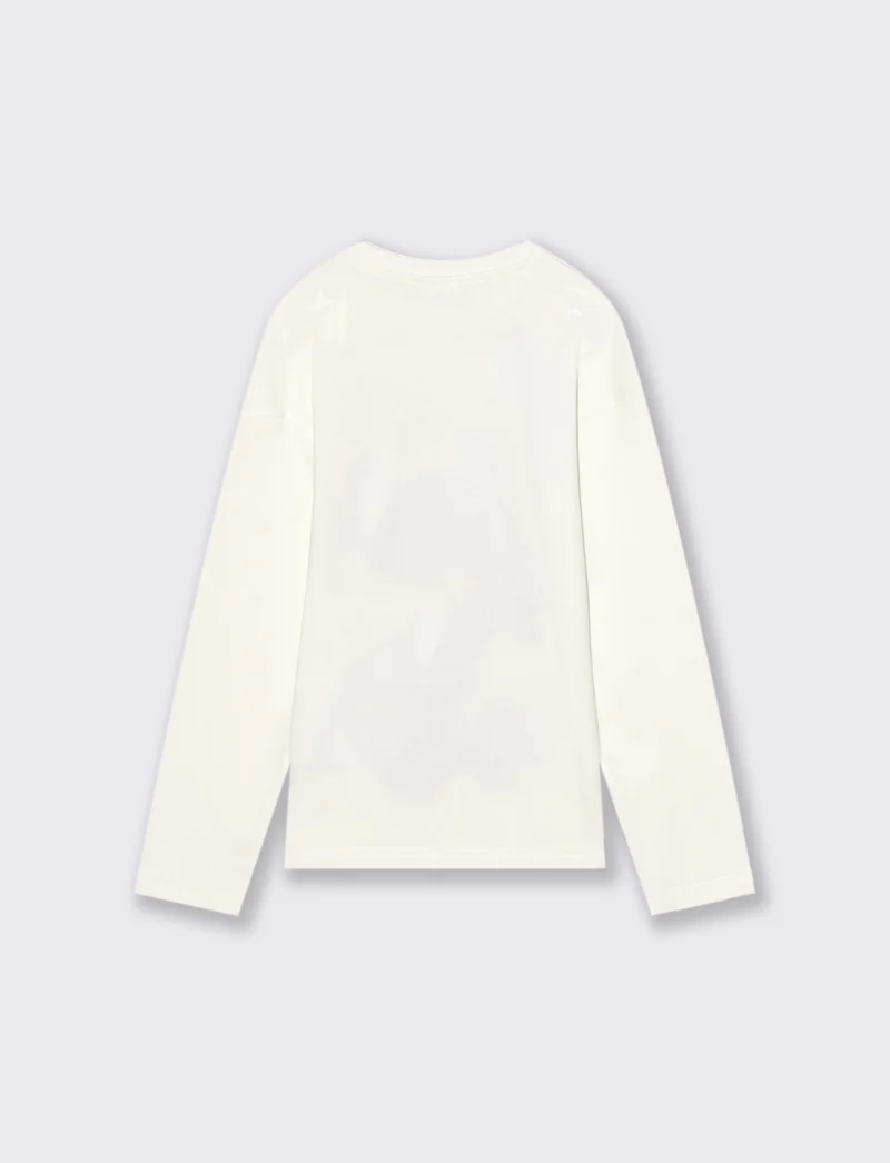 Maglia manica lunga in cotone elastico. - Bianco latte