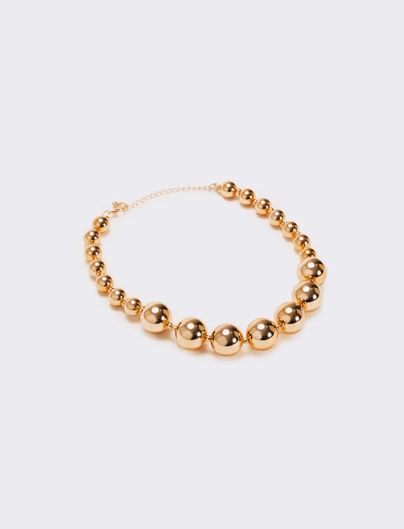 Collana con perle metal di varie dimensioni - Oro rosa