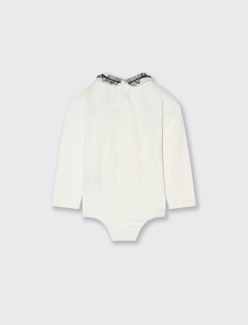 Body con rouches al collo - Bianco latte