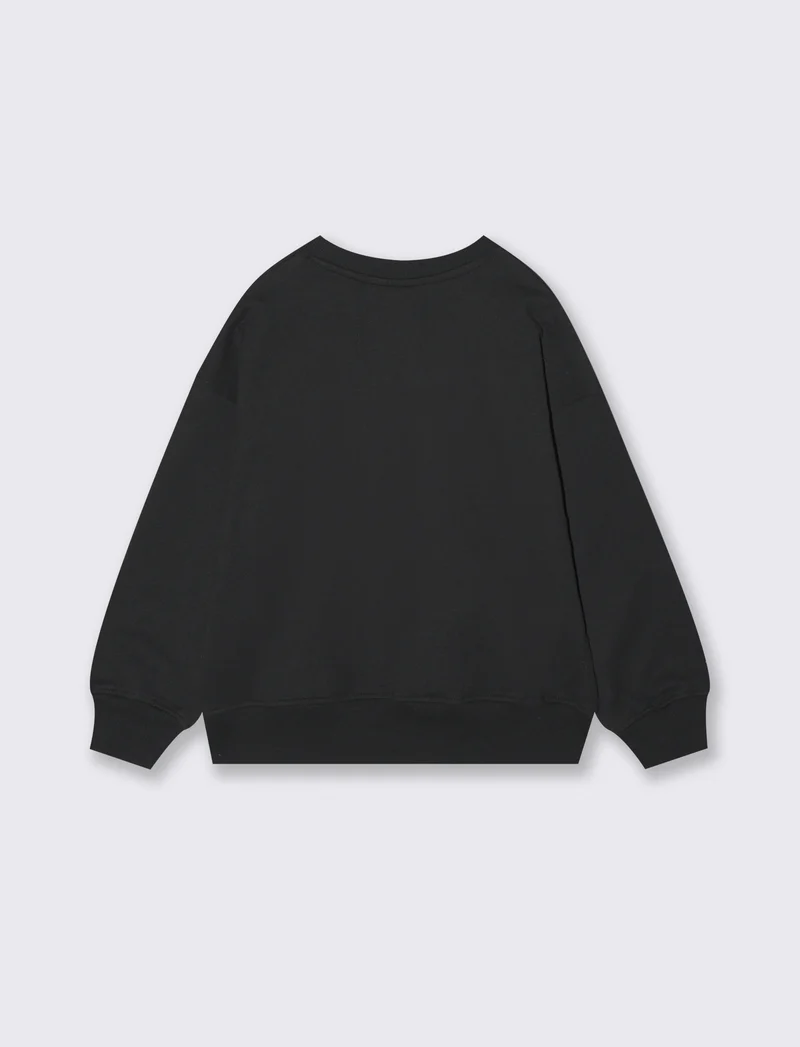 Felpa modello over in cotone elastico. - Nero