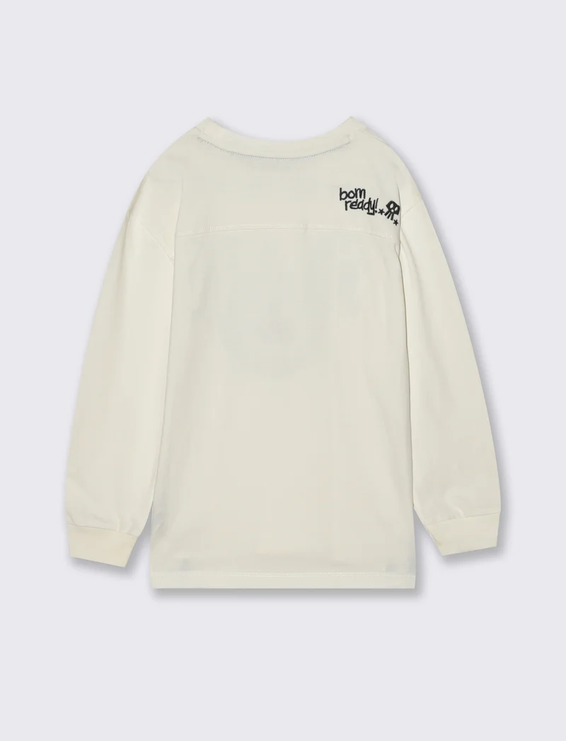 T shirt stampa skate skull. - Bianco latte