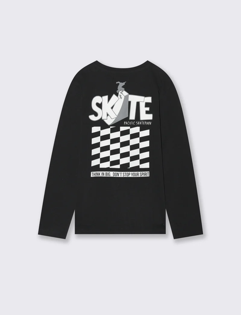 T shirt stampa skate. - Nero