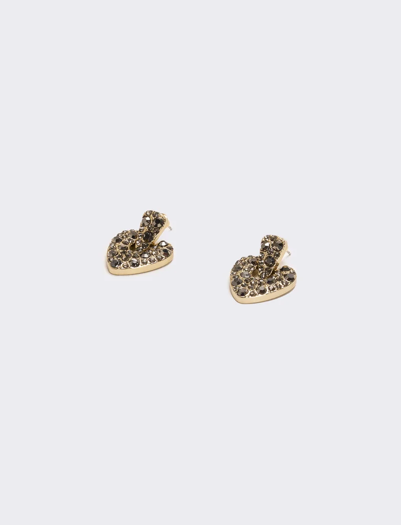 Orecchini cuore con strass scintillanti - Nero