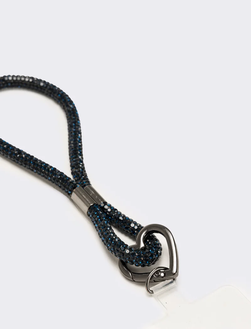 Laccio porta cellulare da polso con strass - Blu