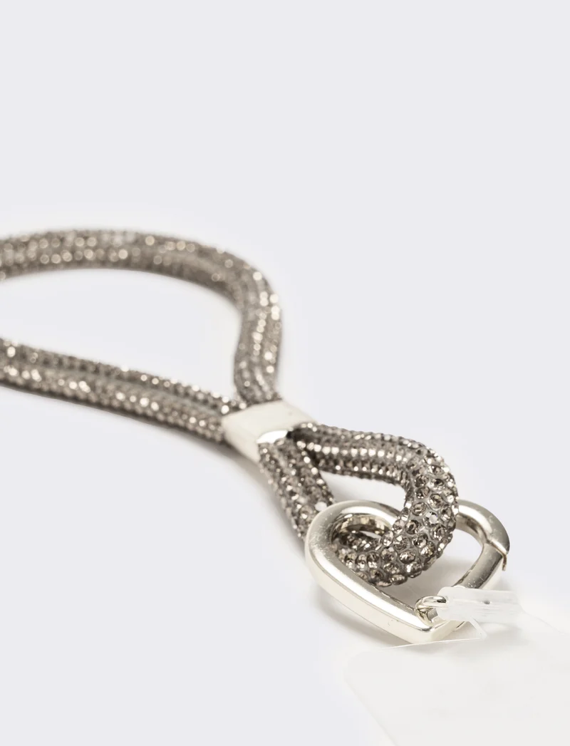 Laccio porta cellulare da polso con strass - Argento