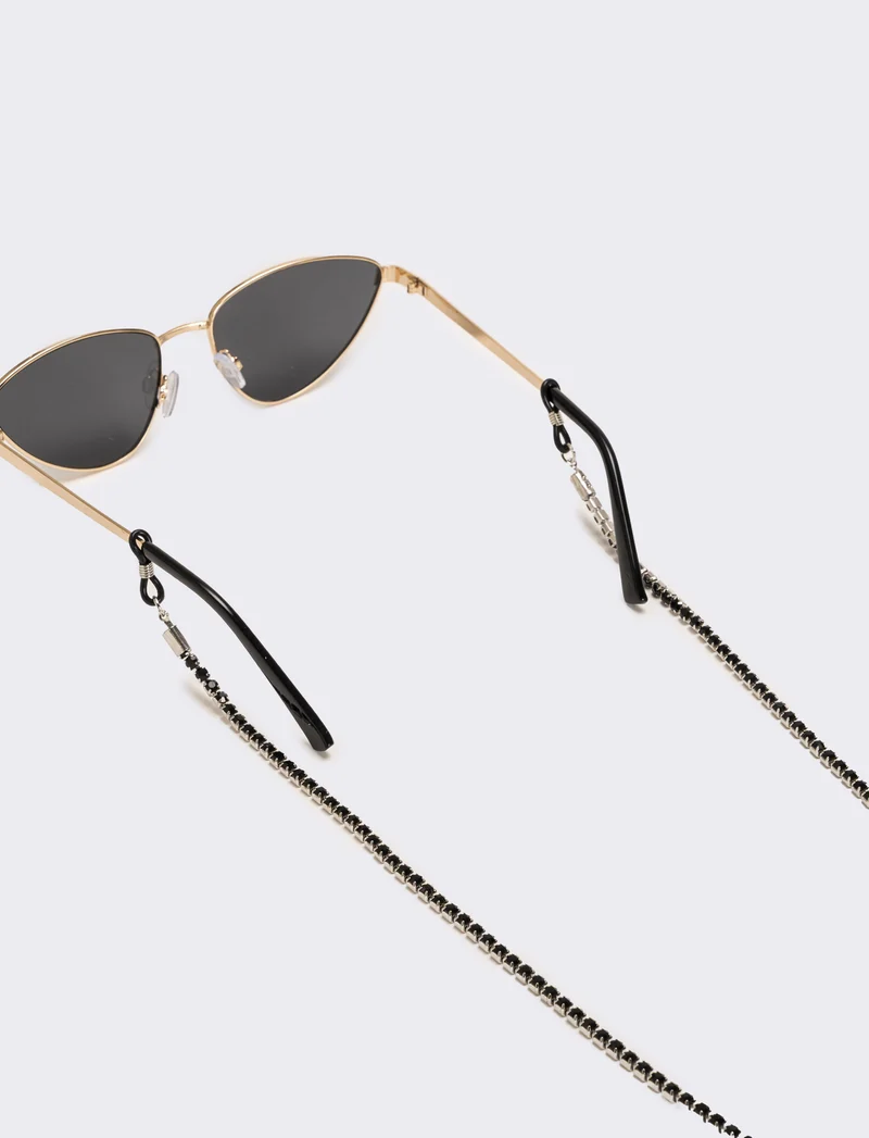 Laccio per occhiali con strass - Nero