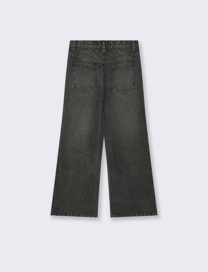 Jeans gamba larga modello cinque tasche. - Nero