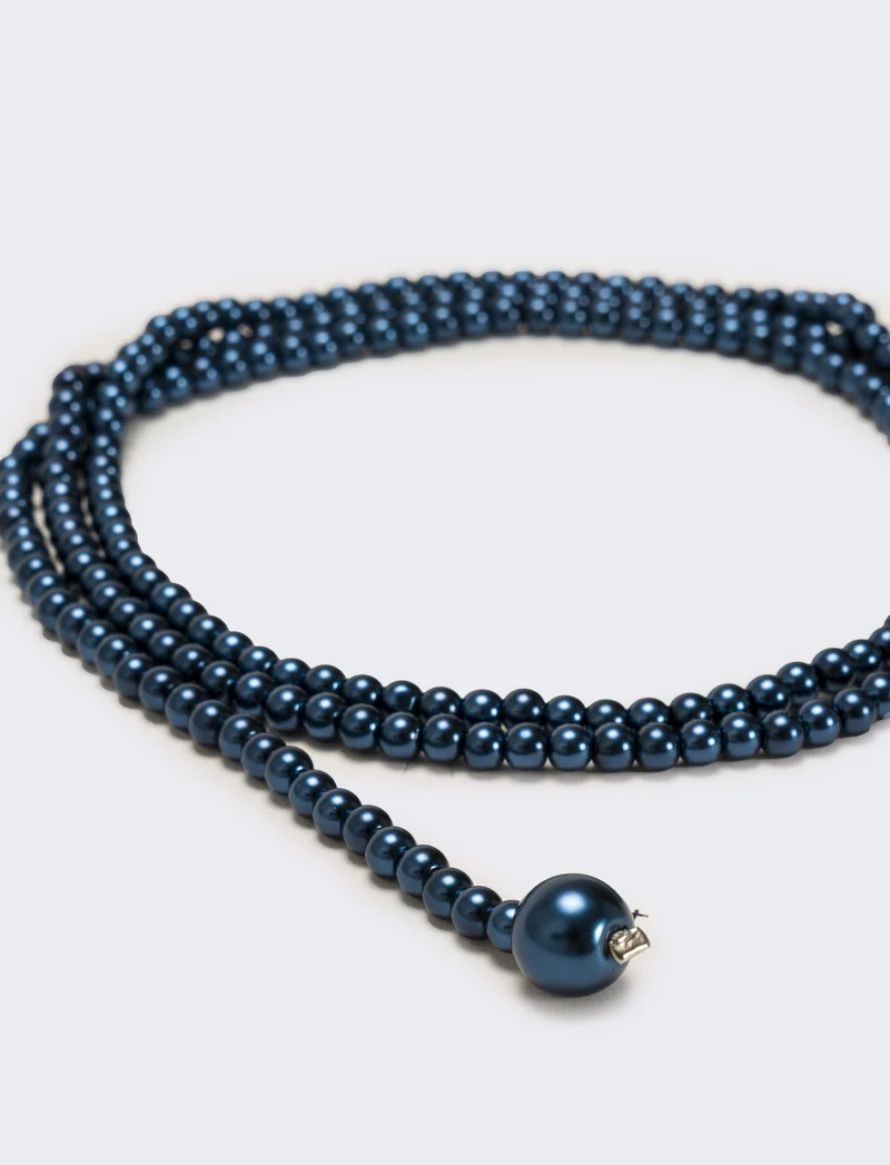 Collana saliscendi con perle eleganti - Blu