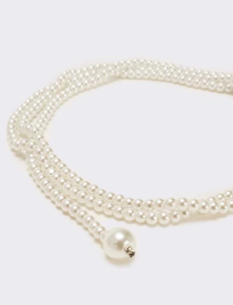 Collana saliscendi con perle eleganti - Bianco natural