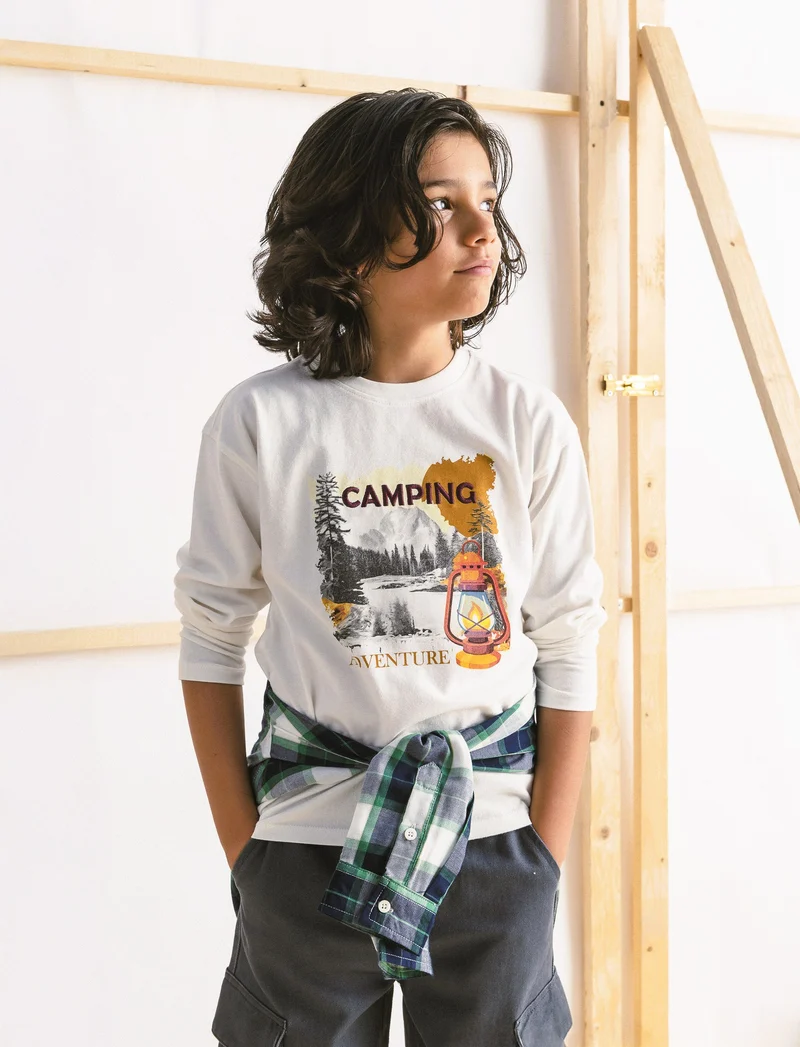 T-shirt con stampa - Bianco latte