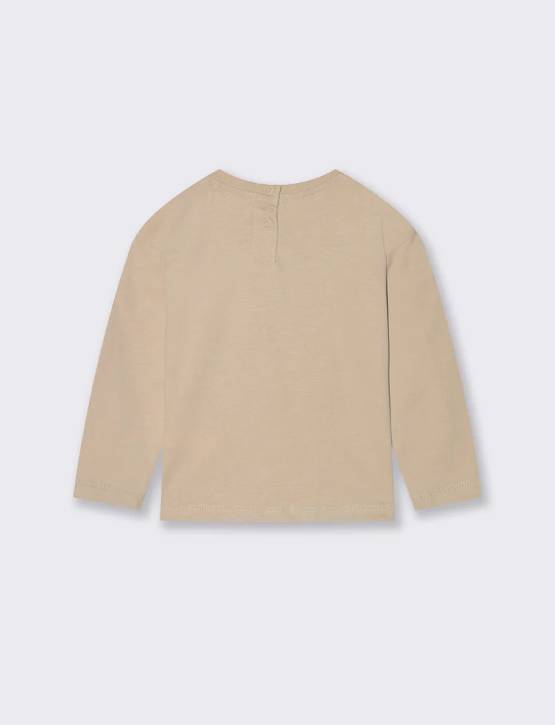 T shirt con patch applicato - Beige