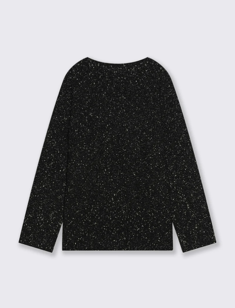 PULLOVER CON TESSUTO CON FIBRA METTALLIZATA - Nero