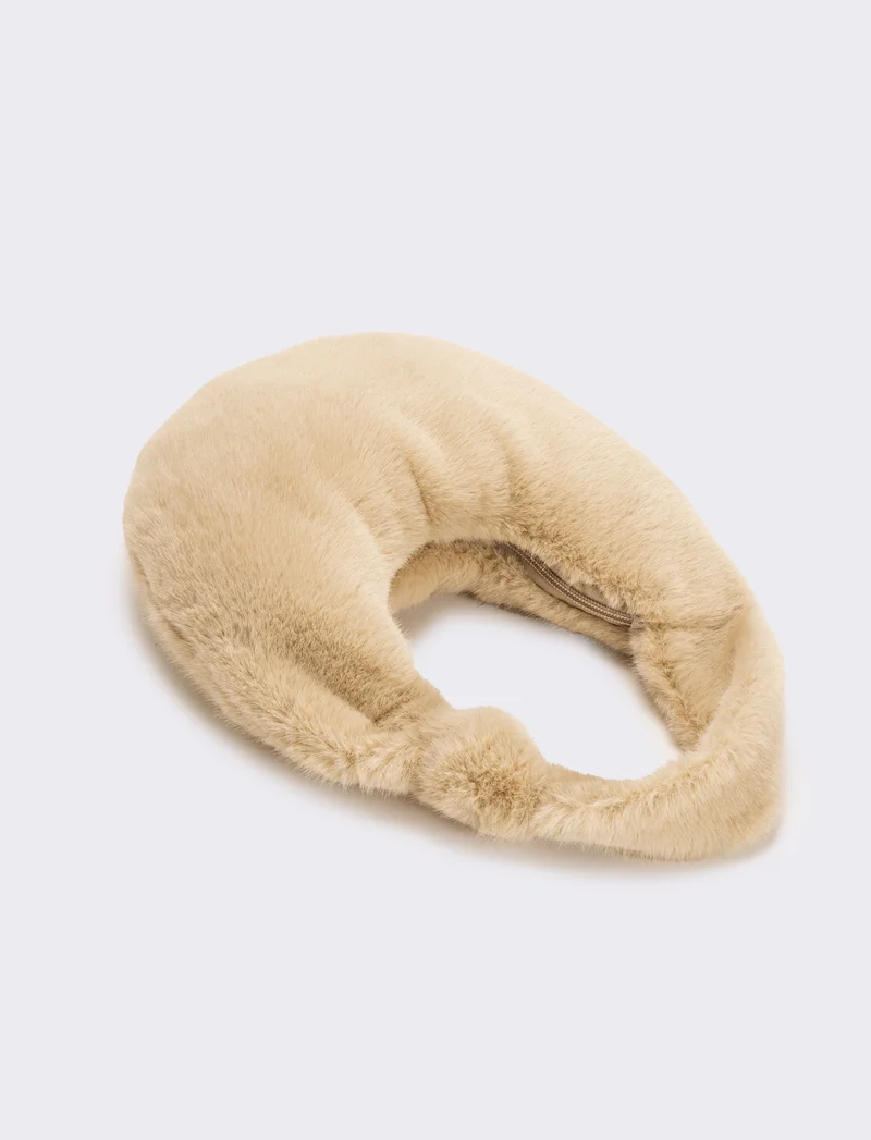 Borsa a mano donna in finta pelliccia - Beige