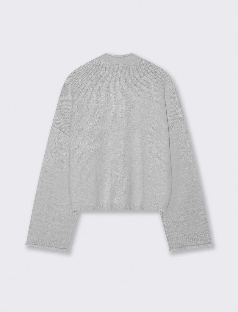 CARDIGAN CON BOTTONI EFFETTO TARTARUGATO - Grigio chiaro mel.