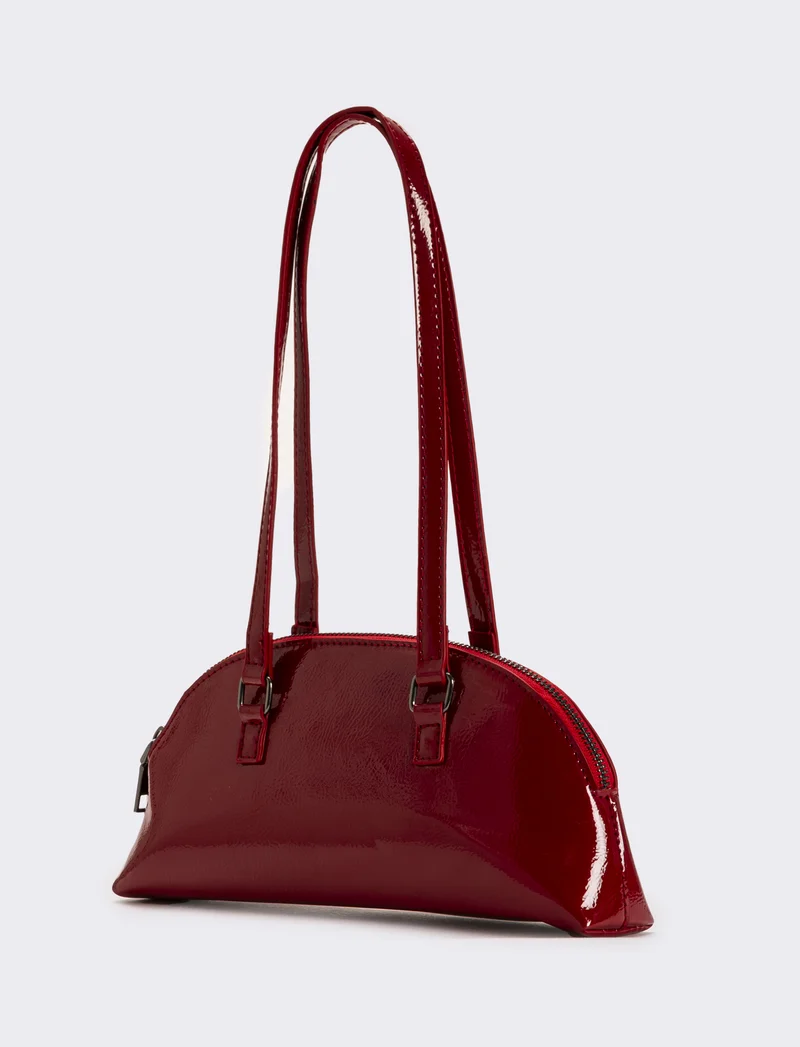 Borsa donna mezzaluna in vernice - Rosso