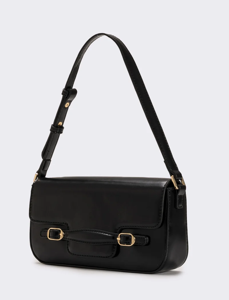 Tracolla donna con pattina - Nero