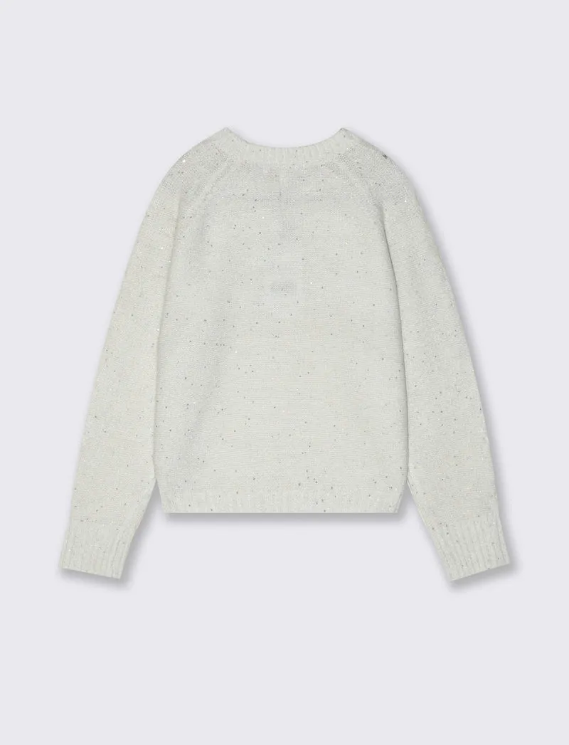 Maglia con micropaillettes - Bianco sporco
