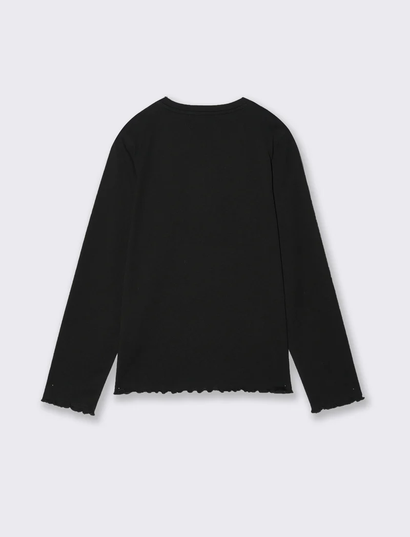 T-shirt orlo ondulato - Nero