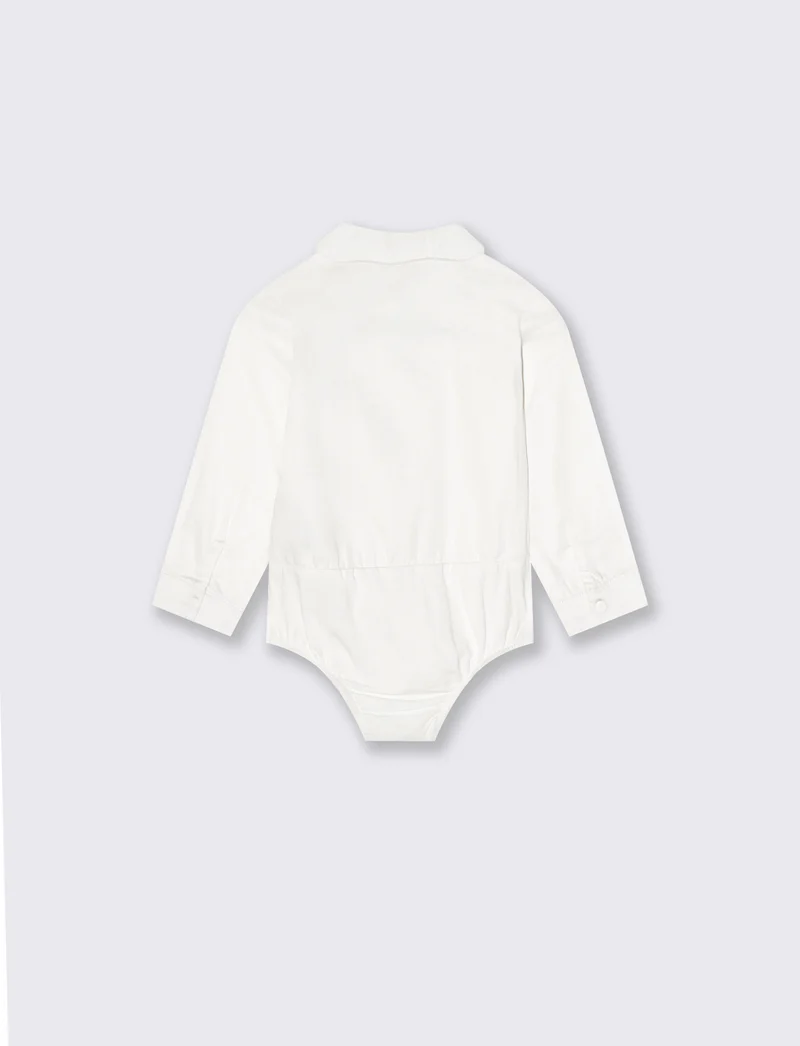 Body con colletto ondulato - Bianco panna