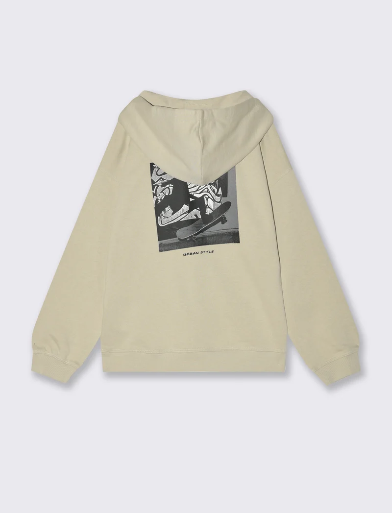 FELPA CON CAPPUCCIO - Beige