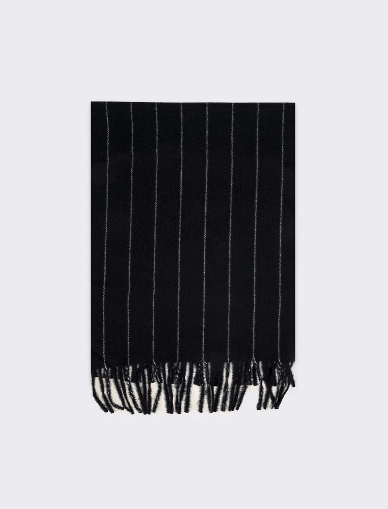 Sciarpa uomo a righe con frange - Blu