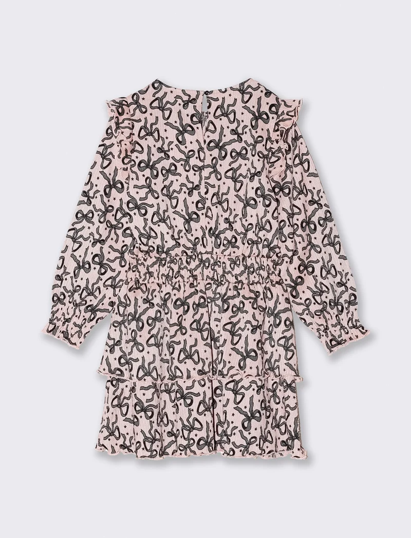 Abito stampato in tessuto increspato - Rosa