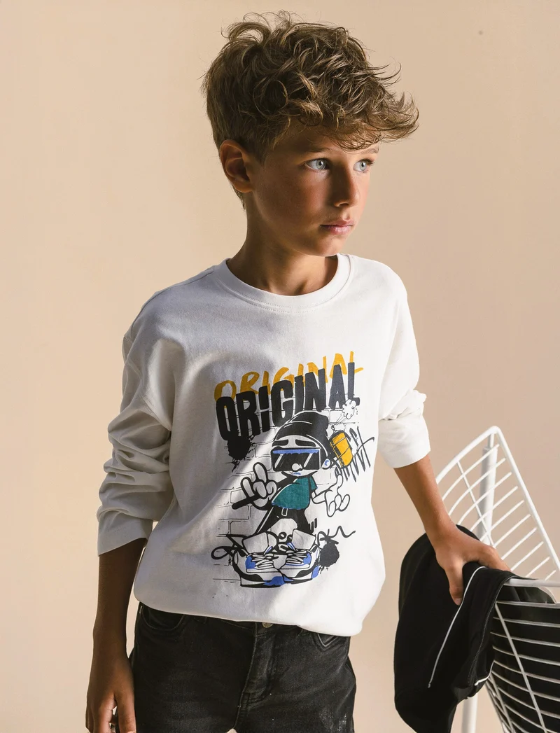 T-shirt maniche lunghe - Bianco sporco