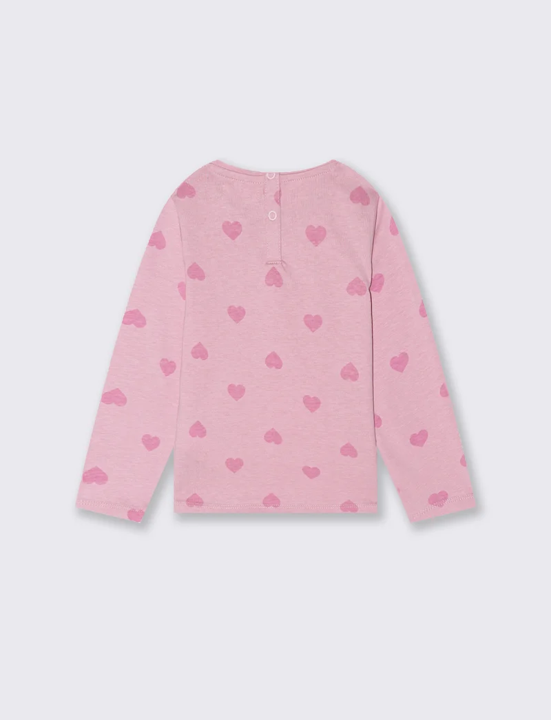 T shirt con fantasia e stampa - Rosa