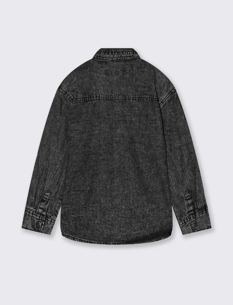 Camicia in denim. - Grigio
