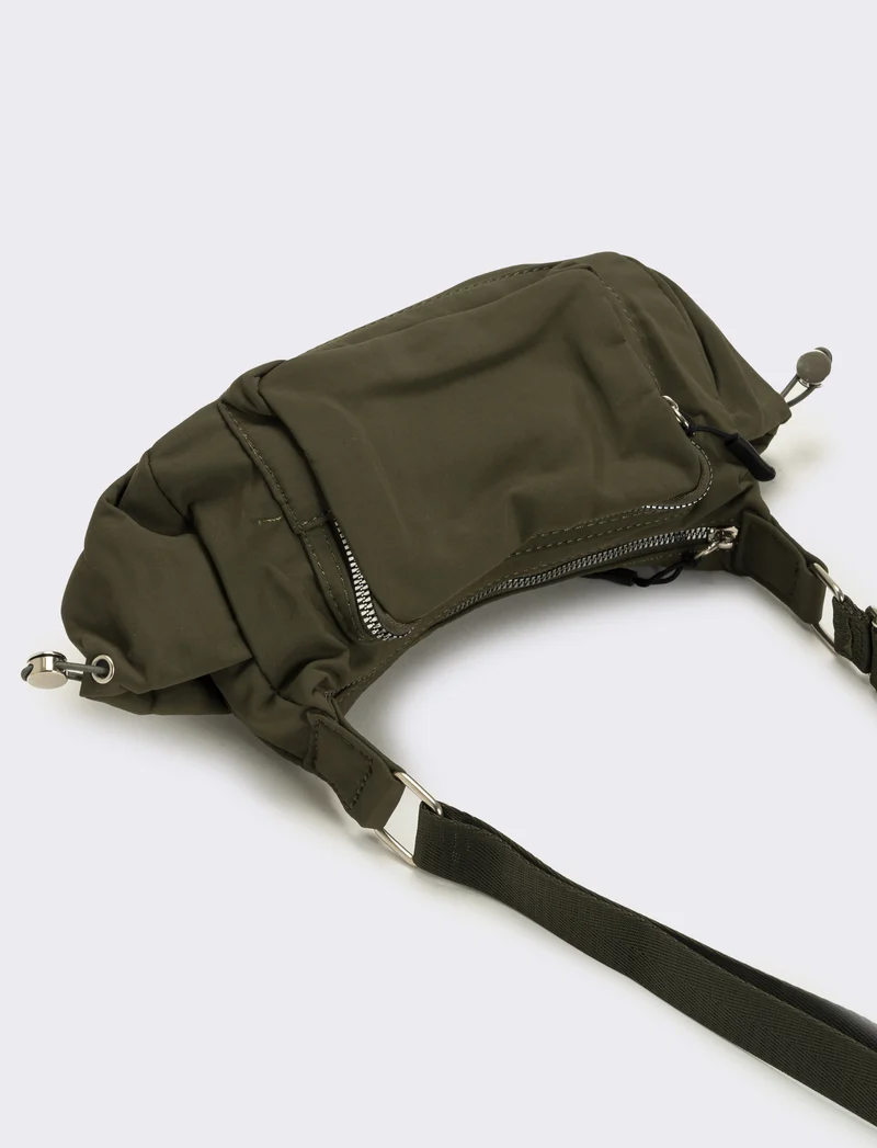 Tracolla donna in nylon con tasche - Verde