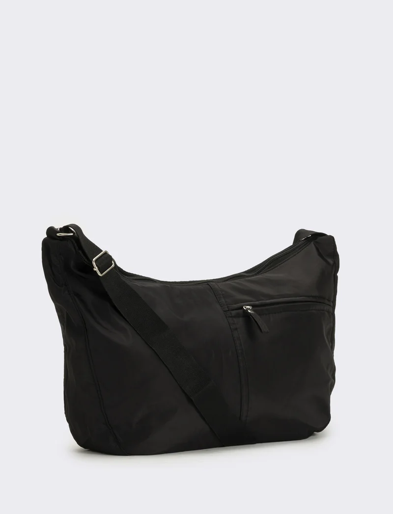 Borsa donna mezzaluna leopardata grande - Nero