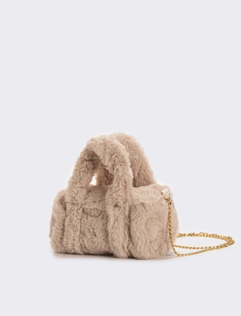 Borsa bauletto in finta pelliccia bambina - Beige