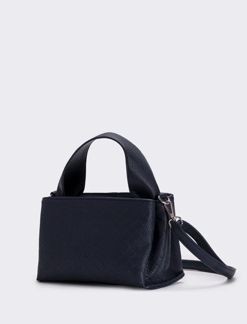 Borsa a mano con stampa intreccio donna - Blu