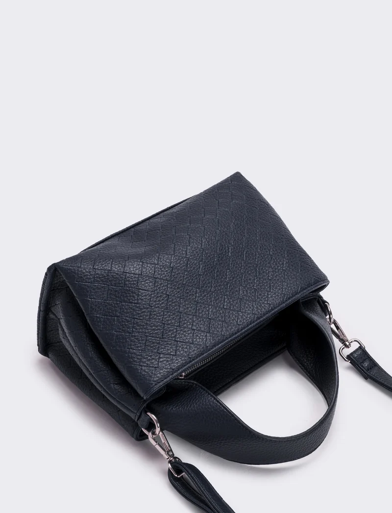 Borsa a mano con stampa intreccio donna - Blu