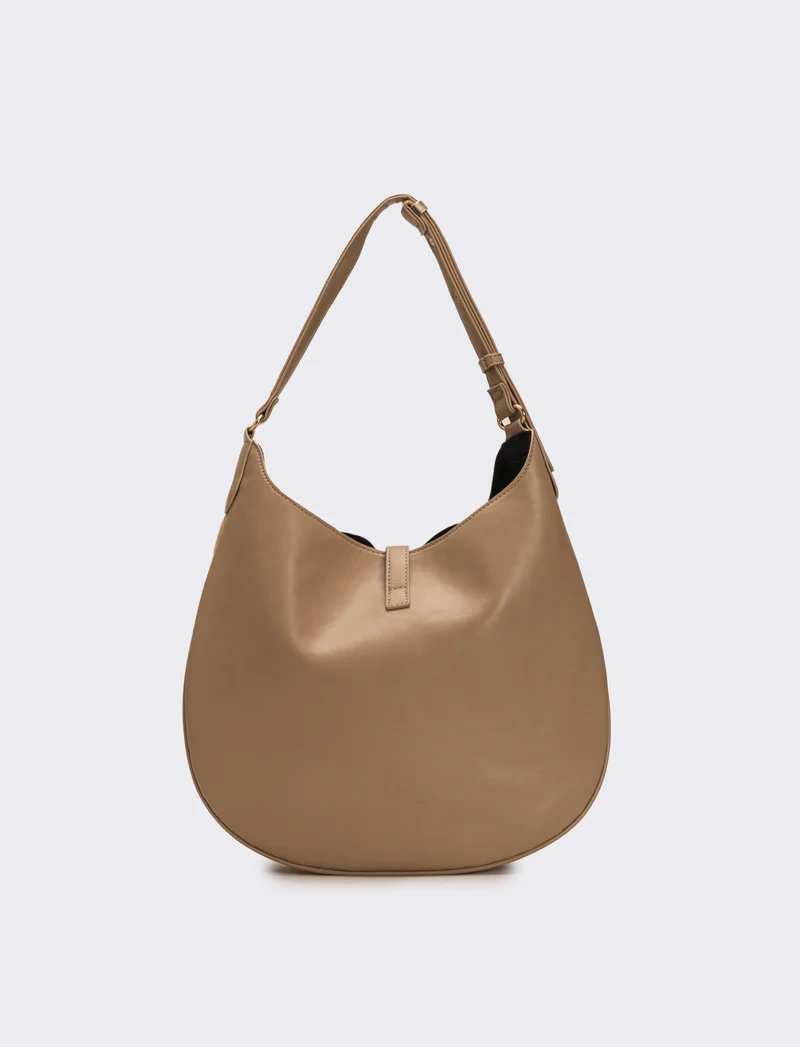 Borsa donna sacca mezzaluna in suede - Beige