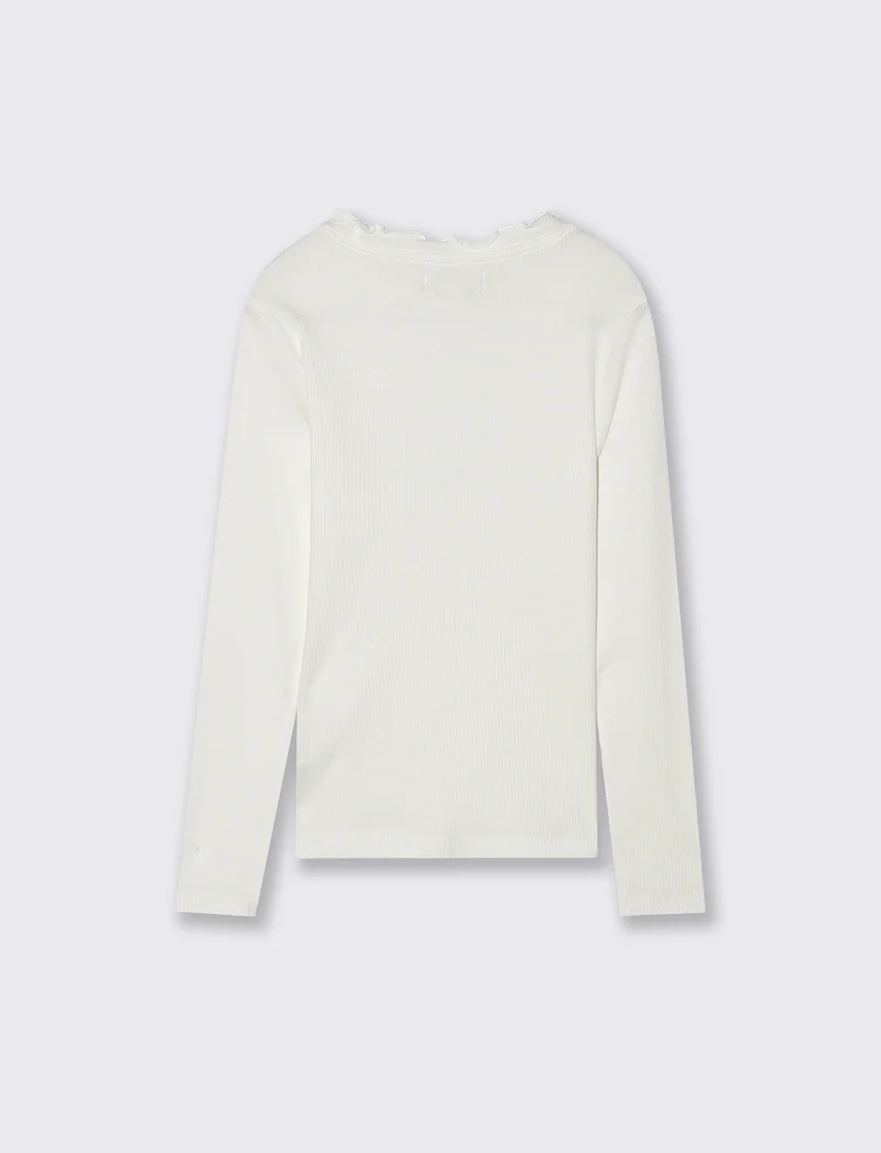 T-shirt in rib - Bianco latte