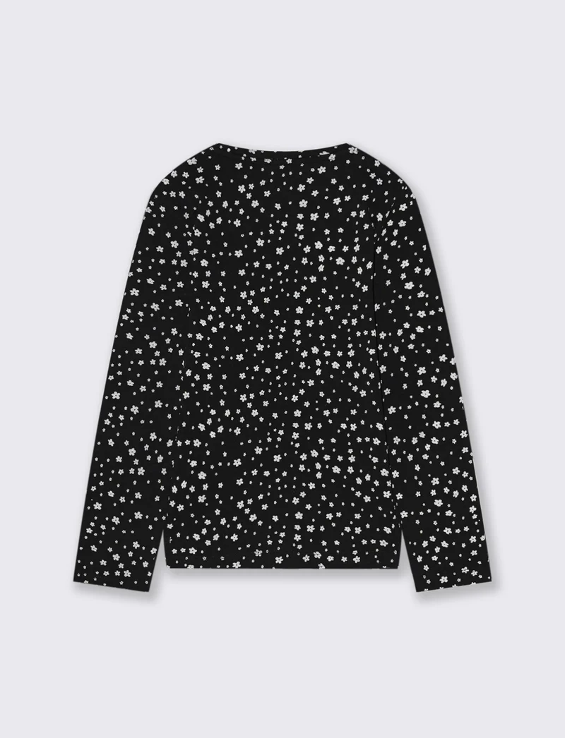 T-shirt in jersey stampata da bambina - Nero