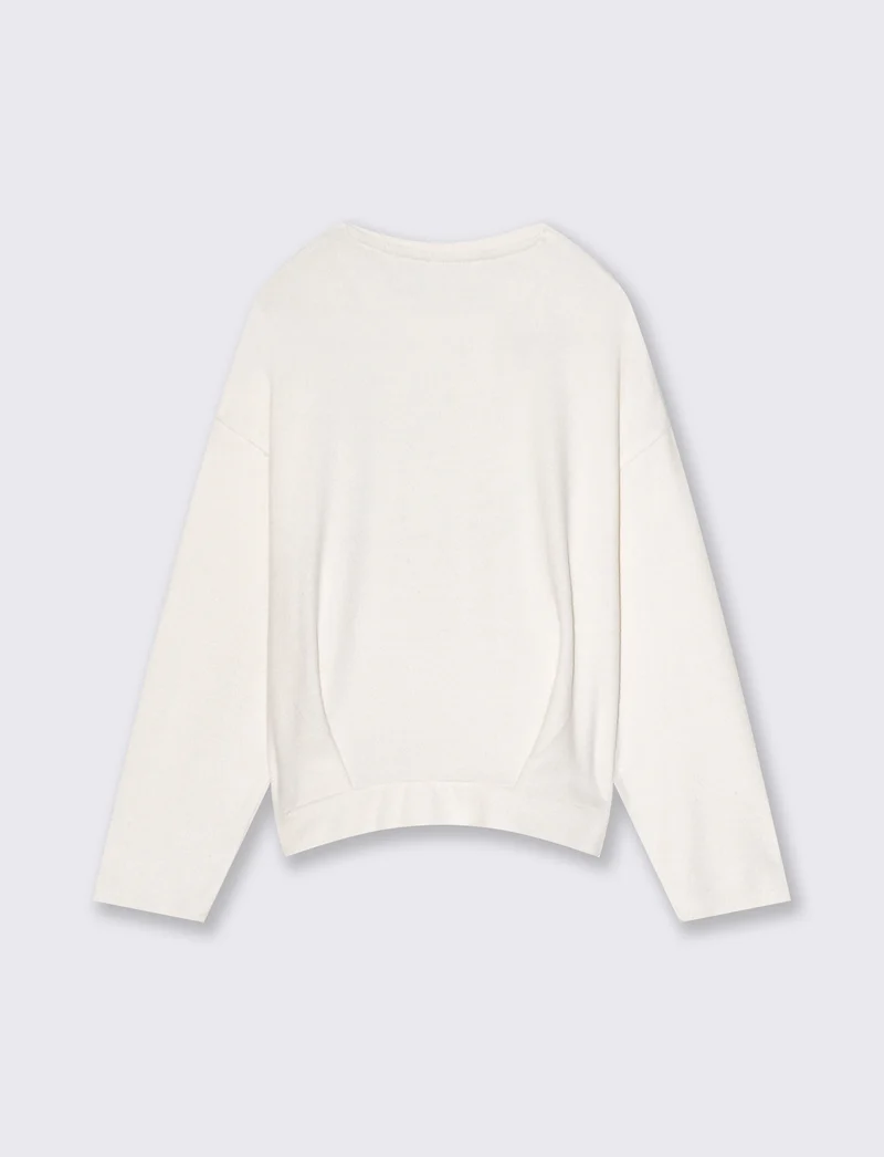 Maglia con paillettes reversibili - Bianco panna