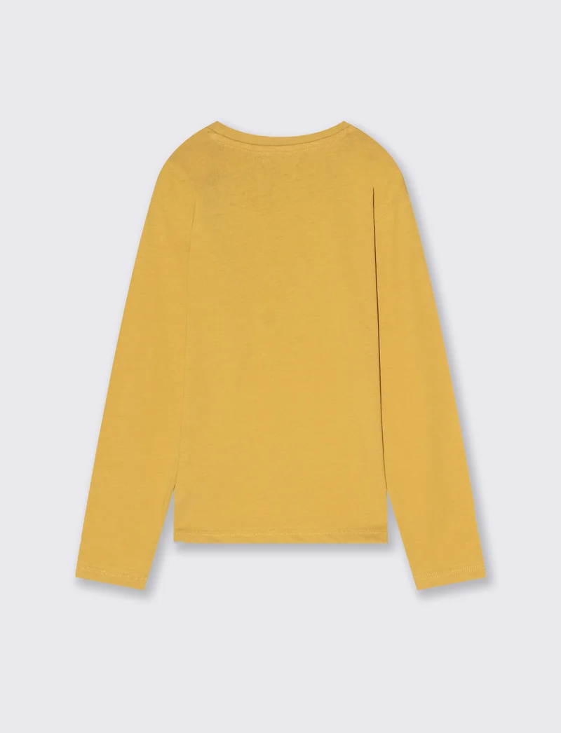 T-shirt manica lunga con stampa. - Ocra