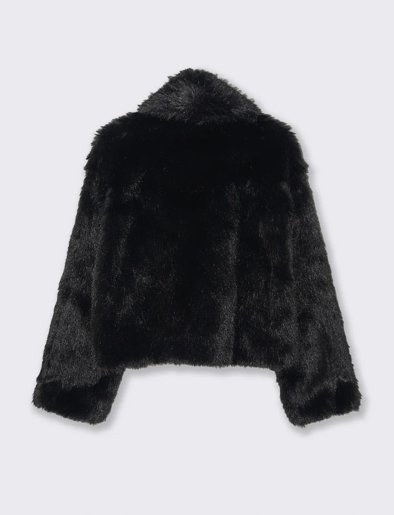 GIACCA IN FINTA PELLICCIA - Nero