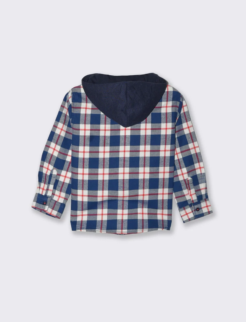 Camicia a quadri con cappuccio - Blu