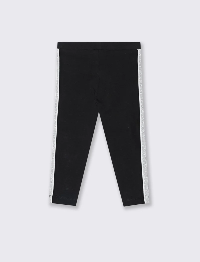 LEGGINS IN COTONE CON BANDA LATERALE. - Nero