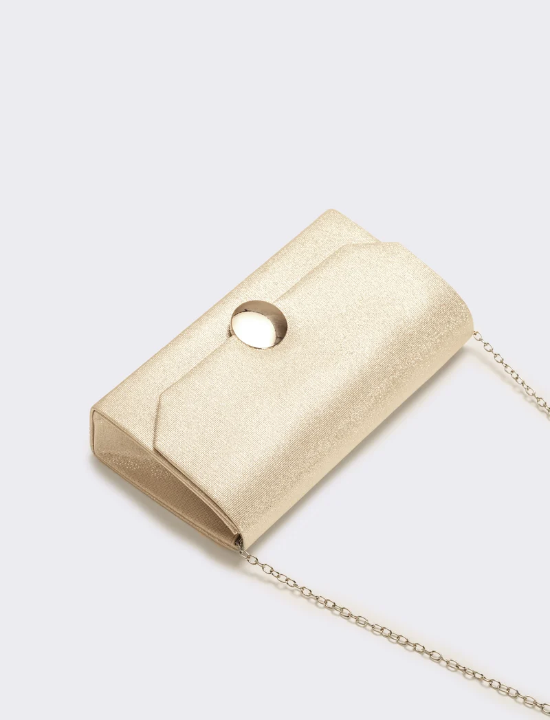 Pochette donna glitter con tracolla - Oro