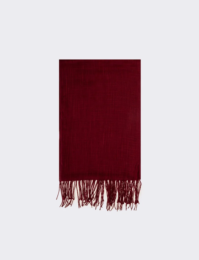 Foulard donna basic con frange - Bordeaux